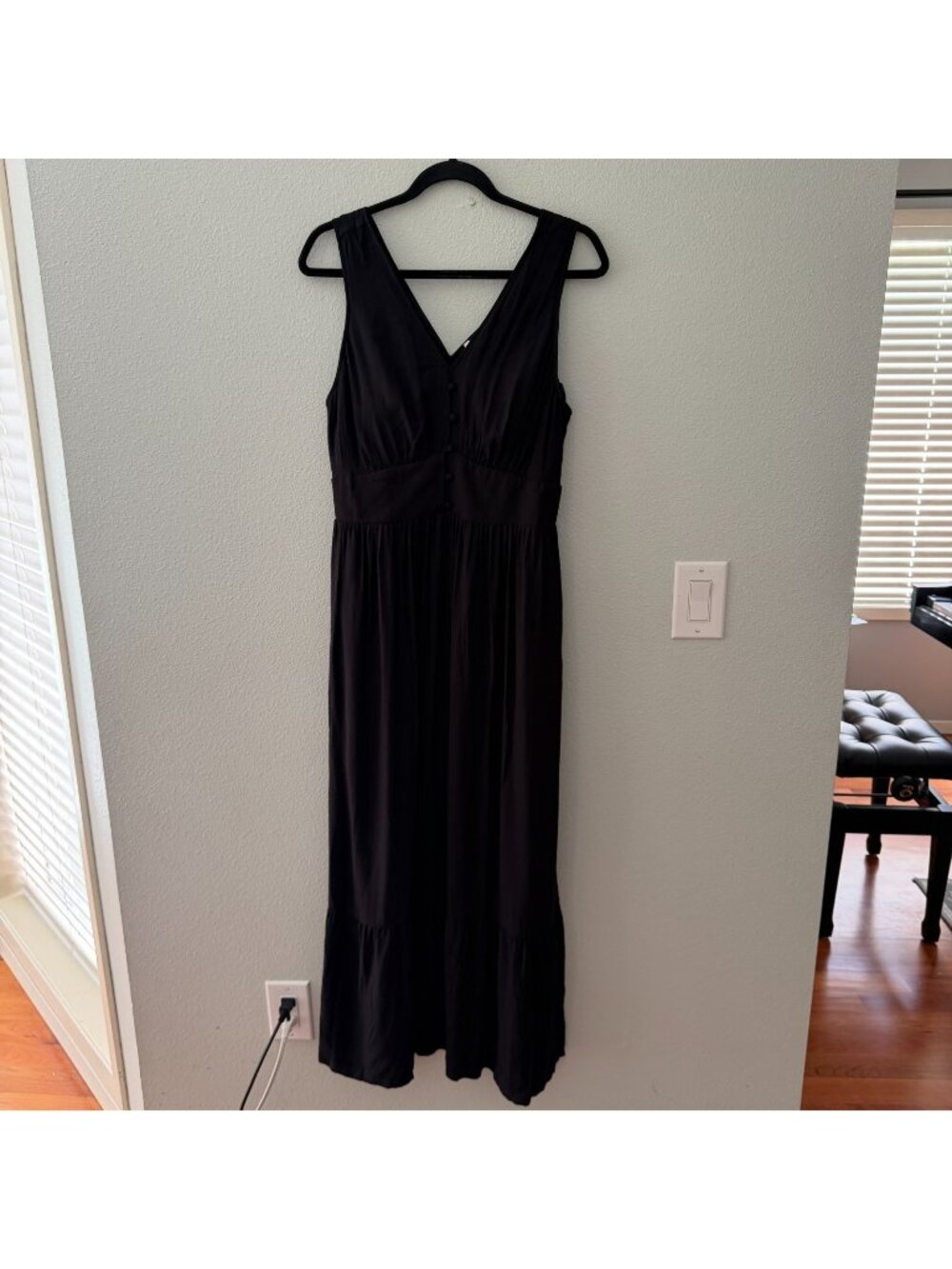 NWT Soma Rayon Challis Peasant Maxi Dress Womens LARGE Built In Bra